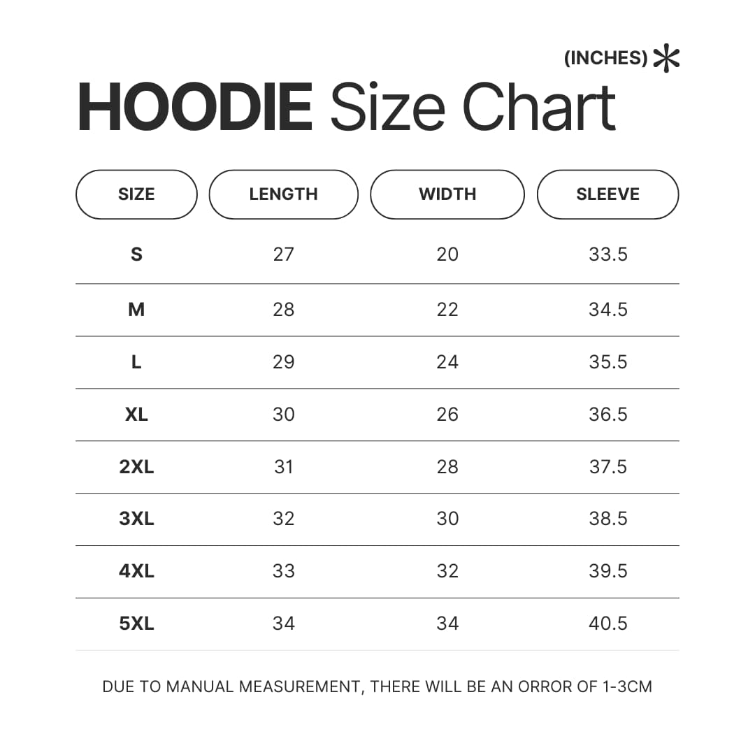 Hoodie Size Chart - Zelda AU Store