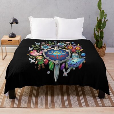 A Hero S Trinkets The Legend Of Zelda Throw Blanket