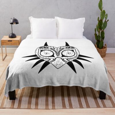 Mask 2 Black - Majora's Mask Throw Blanket