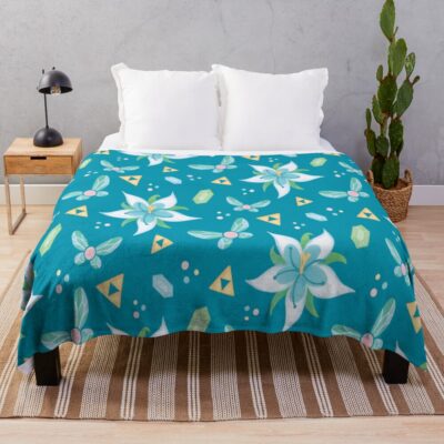 Silent Princess Pattern Blue Throw Blanket