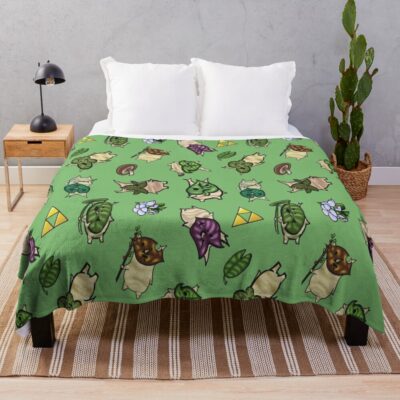 Korok Repeating Pattern Light Green Throw Blanket