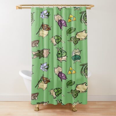 Korok Repeating Pattern Light Green Shower Curtain