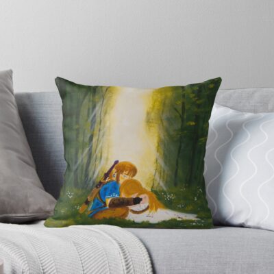 Link And Zelda  Breath Of The Wild Throw Pillow