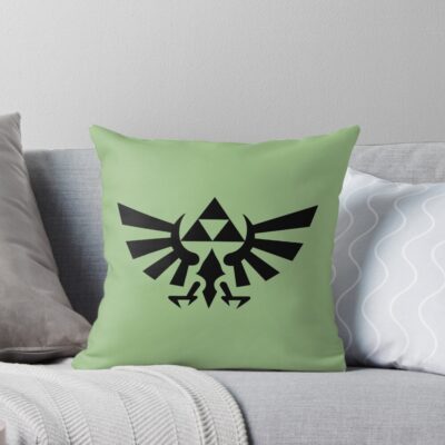 Triforce Green Background Throw Pillow