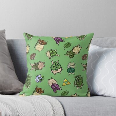 Korok Repeating Pattern Light Green Throw Pillow